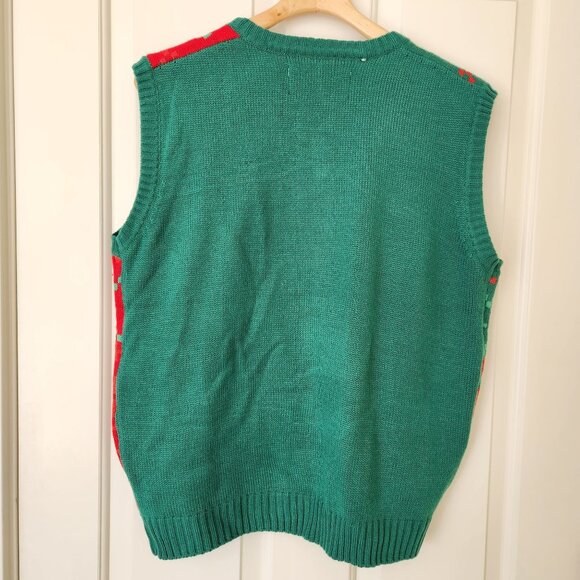 Christmas Sweater Vest Red Green Ugly Sweater Party Festive Holiday Winter Cute - Picture 3 of 8
